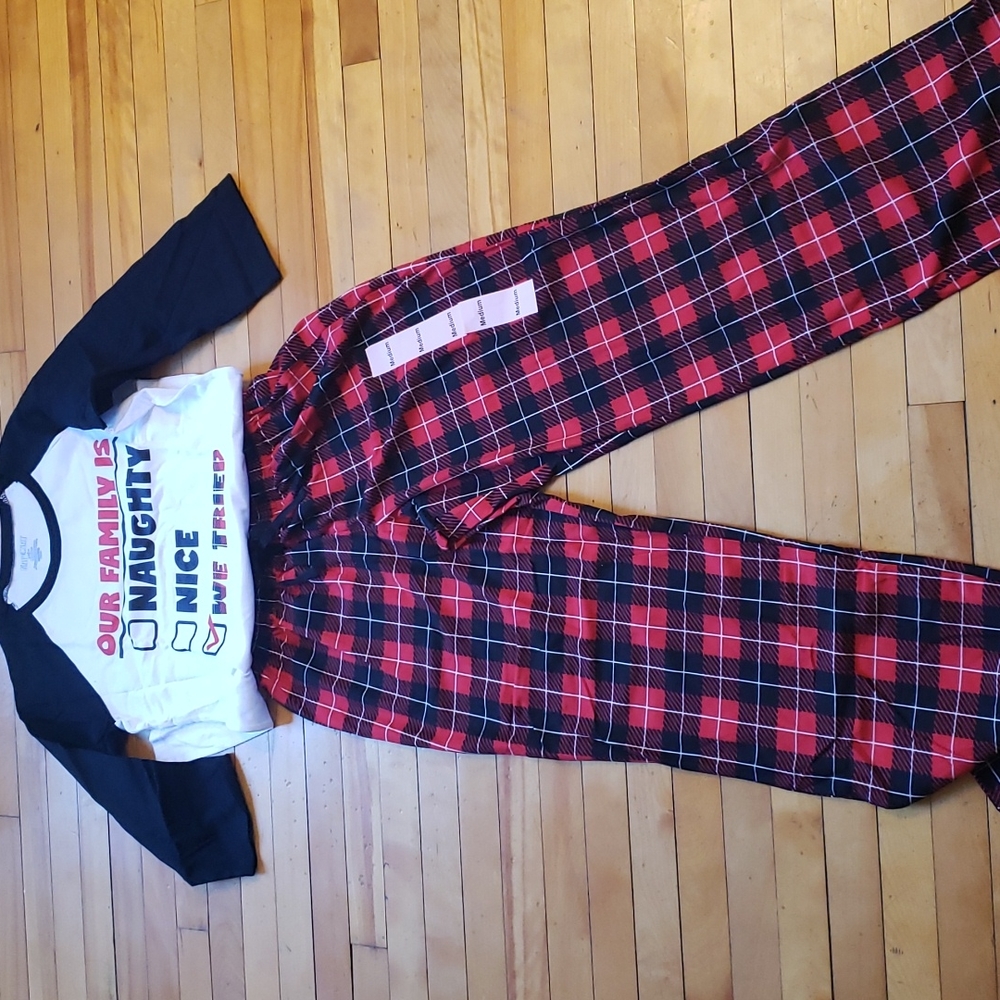 Ladies Medium Christmas Pajama Set comfy and cozy "our family, we tried.